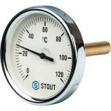 Термометр биметаллический с погружной гильзой Stout Dn 80 мм, гильза 75 мм 1/2" SIM-0001-807515