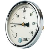 Термометр биметаллический с погружной гильзой Stout Dn 100 мм, гильза 50 мм 1/2" SIM-0001-105015