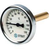 Термометр биметаллический с погружной гильзой Stout Dn 63 мм, гильза 75 мм 1/2" SIM-0001-637515