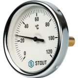 Термометр биметаллический с погружной гильзой Stout Dn 80 мм, гильза 50 мм 1/2" SIM-0001-805015
