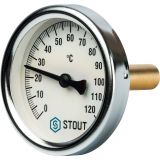 Термометр биметаллический с погружной гильзой Stout Dn 63 мм, гильза 50 мм 1/2" SIM-0001-635015