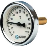 Термометр биметаллический с погружной гильзой Stout Dn 63 мм, гильза 50 мм, резьба с самоуплотнением 1/2" SIM-0003-635015