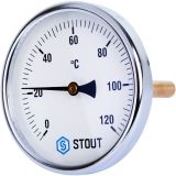 Термометр биметаллический с погружной гильзой Stout Dn 100 мм, гильза 100 мм 1/2 SIM-0001-101015